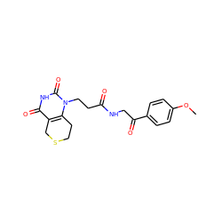 COc1ccc(C(=O)CNC(=O)CCn2c3c(c(=O)[nH]c2=O)CSCC3)cc1 ZINC000013860405