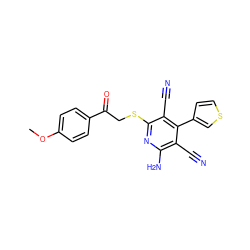 COc1ccc(C(=O)CSc2nc(N)c(C#N)c(-c3ccsc3)c2C#N)cc1 ZINC000053243100