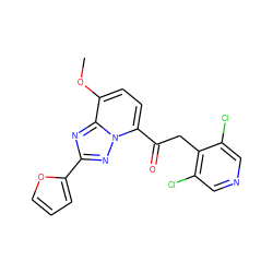 COc1ccc(C(=O)Cc2c(Cl)cncc2Cl)n2nc(-c3ccco3)nc12 ZINC000113276712