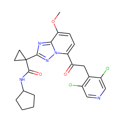 COc1ccc(C(=O)Cc2c(Cl)cncc2Cl)n2nc(C3(C(=O)NC4CCCC4)CC3)nc12 ZINC000113276486