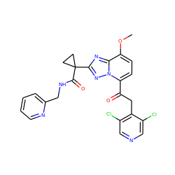 COc1ccc(C(=O)Cc2c(Cl)cncc2Cl)n2nc(C3(C(=O)NCc4ccccn4)CC3)nc12 ZINC000113276204