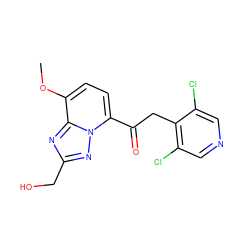 COc1ccc(C(=O)Cc2c(Cl)cncc2Cl)n2nc(CO)nc12 ZINC000113276845