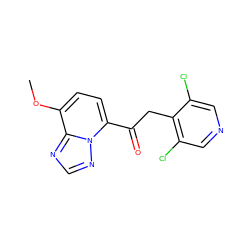 COc1ccc(C(=O)Cc2c(Cl)cncc2Cl)n2ncnc12 ZINC000113276667