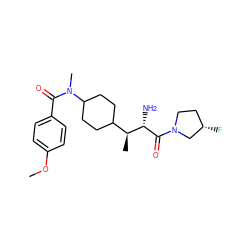 COc1ccc(C(=O)N(C)C2CCC([C@H](C)[C@H](N)C(=O)N3CC[C@H](F)C3)CC2)cc1 ZINC000014963973