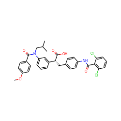 COc1ccc(C(=O)N(CC(C)C)c2cccc([C@@H](Cc3ccc(NC(=O)c4c(Cl)cccc4Cl)cc3)C(=O)O)c2)cc1 ZINC000028357224