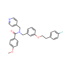 COc1ccc(C(=O)N(Cc2ccncc2)Cc2cccc(OCCc3ccc(F)cc3)c2)cc1 ZINC000012152508