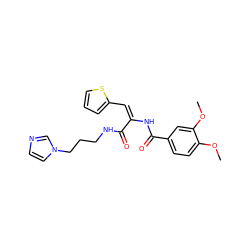 COc1ccc(C(=O)N/C(=C/c2cccs2)C(=O)NCCCn2ccnc2)cc1OC ZINC000001808202