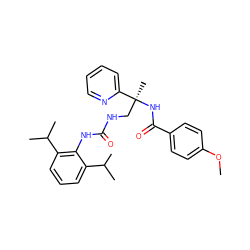 COc1ccc(C(=O)N[C@@](C)(CNC(=O)Nc2c(C(C)C)cccc2C(C)C)c2ccccn2)cc1 ZINC000013737246