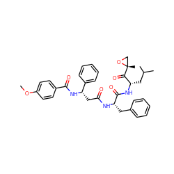 COc1ccc(C(=O)N[C@@H](CC(=O)N[C@@H](Cc2ccccc2)C(=O)N[C@@H](CC(C)C)C(=O)[C@@]2(C)CO2)c2ccccc2)cc1 ZINC000169344491