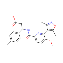 COc1ccc(C(=O)N[C@@H](CC(=O)O)c2ccc(C)cc2)nc1-c1c(C)noc1C ZINC000203325994