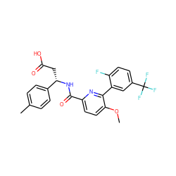 COc1ccc(C(=O)N[C@@H](CC(=O)O)c2ccc(C)cc2)nc1-c1cc(C(F)(F)F)ccc1F ZINC000261192651