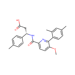 COc1ccc(C(=O)N[C@@H](CC(=O)O)c2ccc(C)cc2)nc1-c1ccc(C)cc1C ZINC000261189037