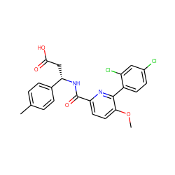 COc1ccc(C(=O)N[C@@H](CC(=O)O)c2ccc(C)cc2)nc1-c1ccc(Cl)cc1Cl ZINC000261176590