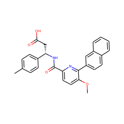 COc1ccc(C(=O)N[C@@H](CC(=O)O)c2ccc(C)cc2)nc1-c1ccc2ccccc2c1 ZINC000261176347