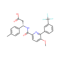 COc1ccc(C(=O)N[C@@H](CC(=O)O)c2ccc(C)cc2)nc1-c1cccc(C(F)(F)F)c1 ZINC000261192406