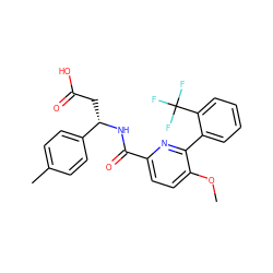 COc1ccc(C(=O)N[C@@H](CC(=O)O)c2ccc(C)cc2)nc1-c1ccccc1C(F)(F)F ZINC000203324646