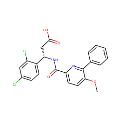 COc1ccc(C(=O)N[C@@H](CC(=O)O)c2ccc(Cl)cc2Cl)nc1-c1ccccc1 ZINC000203340231