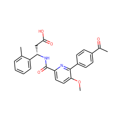 COc1ccc(C(=O)N[C@@H](CC(=O)O)c2ccccc2C)nc1-c1ccc(C(C)=O)cc1 ZINC000261184097