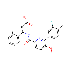 COc1ccc(C(=O)N[C@@H](CC(=O)O)c2ccccc2C)nc1-c1ccc(C)c(F)c1 ZINC000261136684