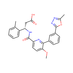 COc1ccc(C(=O)N[C@@H](CC(=O)O)c2ccccc2C)nc1-c1cccc(-c2nnc(C)o2)c1 ZINC000203901549