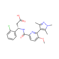 COc1ccc(C(=O)N[C@@H](CC(=O)O)c2ccccc2Cl)nc1-c1c(C)nn(C)c1C ZINC000261173576