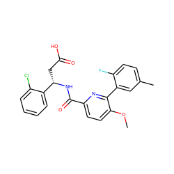 COc1ccc(C(=O)N[C@@H](CC(=O)O)c2ccccc2Cl)nc1-c1cc(C)ccc1F ZINC000203333879