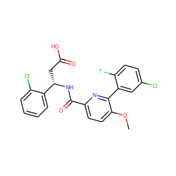 COc1ccc(C(=O)N[C@@H](CC(=O)O)c2ccccc2Cl)nc1-c1cc(Cl)ccc1F ZINC000203334928