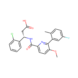 COc1ccc(C(=O)N[C@@H](CC(=O)O)c2ccccc2Cl)nc1-c1cc(F)ccc1C ZINC000203331686