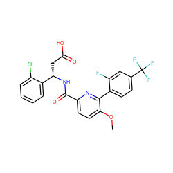 COc1ccc(C(=O)N[C@@H](CC(=O)O)c2ccccc2Cl)nc1-c1ccc(C(F)(F)F)cc1F ZINC000261172378