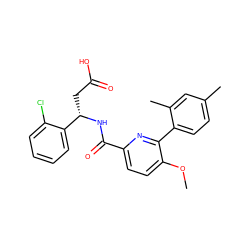 COc1ccc(C(=O)N[C@@H](CC(=O)O)c2ccccc2Cl)nc1-c1ccc(C)cc1C ZINC000261157531