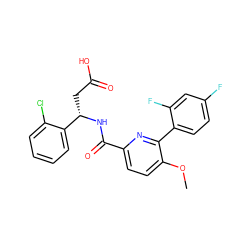 COc1ccc(C(=O)N[C@@H](CC(=O)O)c2ccccc2Cl)nc1-c1ccc(F)cc1F ZINC000203332802