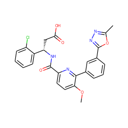 COc1ccc(C(=O)N[C@@H](CC(=O)O)c2ccccc2Cl)nc1-c1cccc(-c2nnc(C)o2)c1 ZINC000261135427