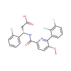 COc1ccc(C(=O)N[C@@H](CC(=O)O)c2ccccc2Cl)nc1-c1cccc(F)c1Cl ZINC000203334956