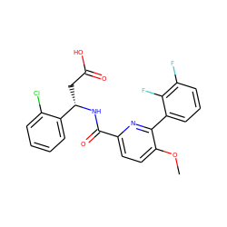 COc1ccc(C(=O)N[C@@H](CC(=O)O)c2ccccc2Cl)nc1-c1cccc(F)c1F ZINC000203332812