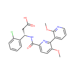 COc1ccc(C(=O)N[C@@H](CC(=O)O)c2ccccc2Cl)nc1-c1cccnc1OC ZINC000144425142