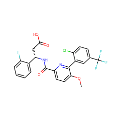 COc1ccc(C(=O)N[C@@H](CC(=O)O)c2ccccc2F)nc1-c1cc(C(F)(F)F)ccc1Cl ZINC000203325976