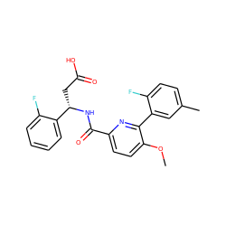 COc1ccc(C(=O)N[C@@H](CC(=O)O)c2ccccc2F)nc1-c1cc(C)ccc1F ZINC000203329371