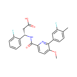 COc1ccc(C(=O)N[C@@H](CC(=O)O)c2ccccc2F)nc1-c1ccc(C)c(F)c1 ZINC000261147816