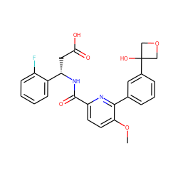 COc1ccc(C(=O)N[C@@H](CC(=O)O)c2ccccc2F)nc1-c1cccc(C2(O)COC2)c1 ZINC000261182077