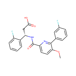 COc1ccc(C(=O)N[C@@H](CC(=O)O)c2ccccc2F)nc1-c1cccc(F)c1 ZINC000261127412