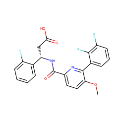 COc1ccc(C(=O)N[C@@H](CC(=O)O)c2ccccc2F)nc1-c1cccc(F)c1F ZINC000144469143