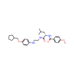 COc1ccc(C(=O)N[C@@H](CC(C)C)C(=O)NCCNc2ccc(OCC3CCCC3)cc2)cc1 ZINC000013490300