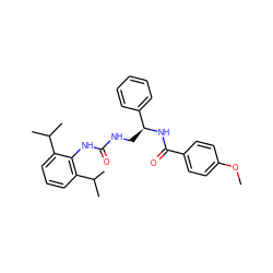 COc1ccc(C(=O)N[C@@H](CNC(=O)Nc2c(C(C)C)cccc2C(C)C)c2ccccc2)cc1 ZINC000013737182