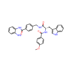 COc1ccc(C(=O)N[C@@H](Cc2c[nH]c3ccccc23)C(=O)NCc2ccc(C(=O)Nc3ccccc3N)cc2)cc1 ZINC000199013375