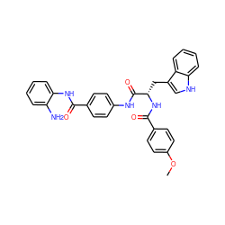 COc1ccc(C(=O)N[C@@H](Cc2c[nH]c3ccccc23)C(=O)Nc2ccc(C(=O)Nc3ccccc3N)cc2)cc1 ZINC001772573680