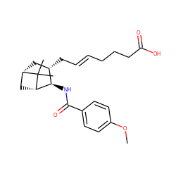 COc1ccc(C(=O)N[C@@H]2[C@@H](C/C=C/CCCC(=O)O)C[C@H]3C[C@@H]2C3(C)C)cc1 ZINC000026493091