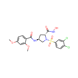 COc1ccc(C(=O)N[C@H]2C[C@H](C(=O)NO)N(S(=O)(=O)c3ccc(Cl)c(Cl)c3)C2)c(OC)c1 ZINC000084687102