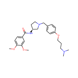 COc1ccc(C(=O)N[C@H]2CCN(Cc3ccc(OCCCN(C)C)cc3)C2)cc1OC ZINC000028470604