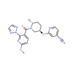 COc1ccc(C(=O)N2C[C@H](Oc3cc(C#N)ccn3)CC[C@H]2C)c(-n2nccn2)n1 ZINC000096167292