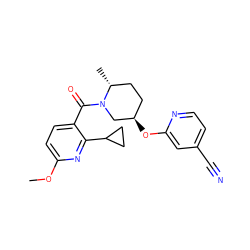 COc1ccc(C(=O)N2C[C@H](Oc3cc(C#N)ccn3)CC[C@H]2C)c(C2CC2)n1 ZINC000096167295